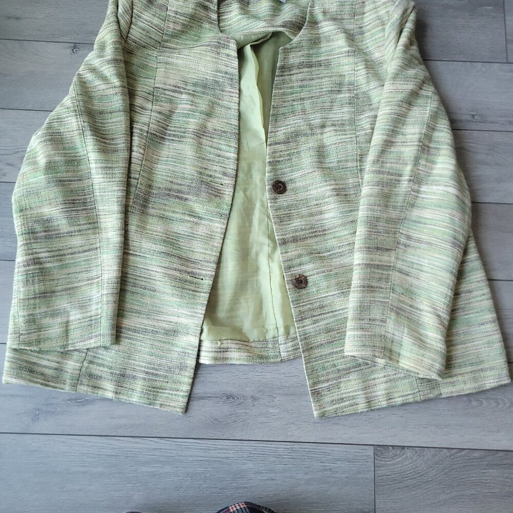 Alfred Dunner Lime Green Embroidered Vintage Jacket - Picture 4 of 8